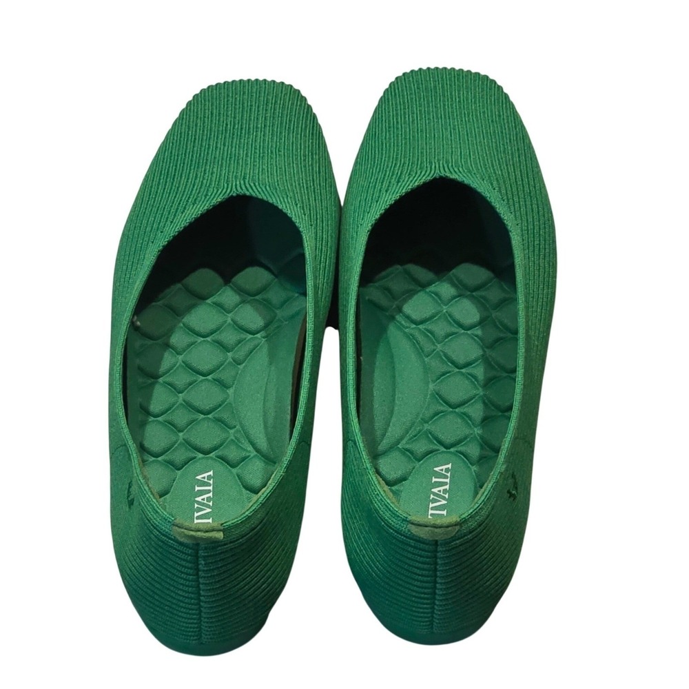 VIVAIA Margot Ballet Flats Women EU 39.5 US 8.5 Green Knit Square Toe Washable - Picture 4 of 7